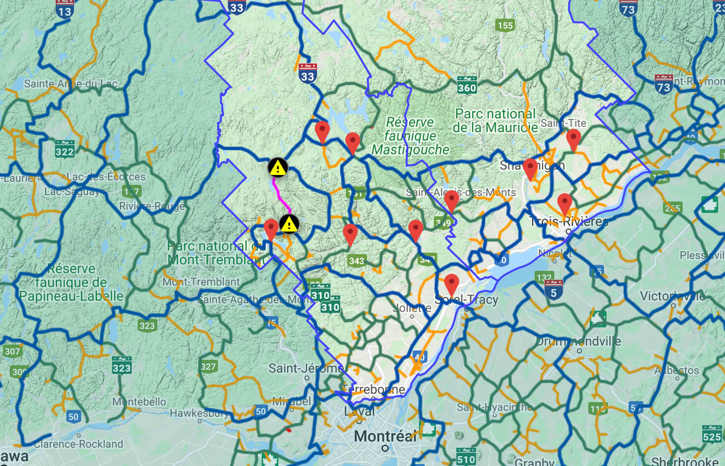 Carte interactive - Attribution Pays de la motoneige